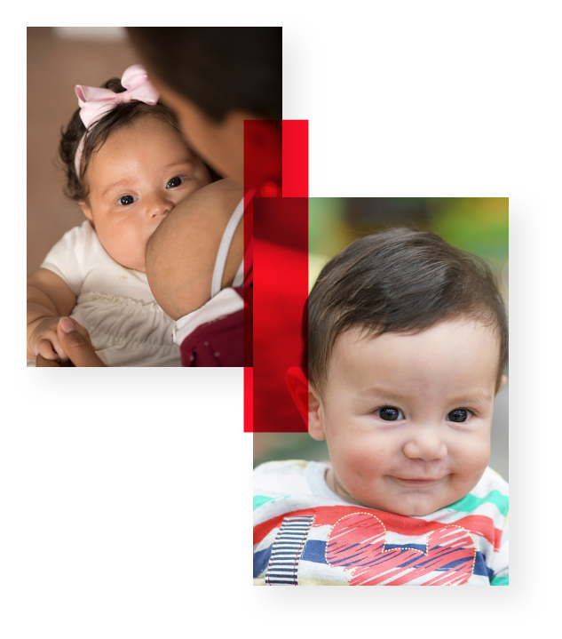 niñas, y niña lactando