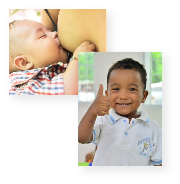 niño y bebe feliz